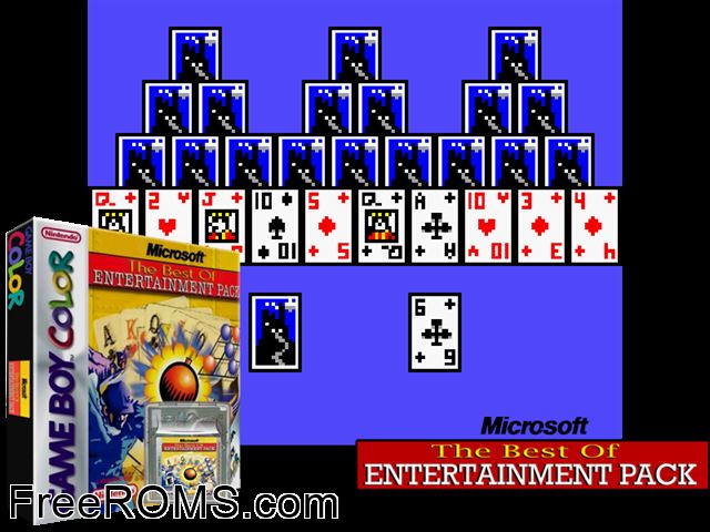 Microsoft Entertainment Pack Gameboy Color game showing 3D box cover and gameplay screenshot