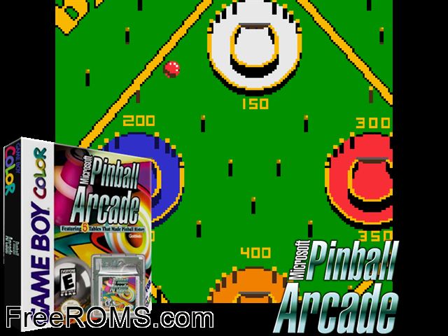 Microsoft Pinball Arcade Gameboy Color game showing 3D box cover and gameplay screenshot