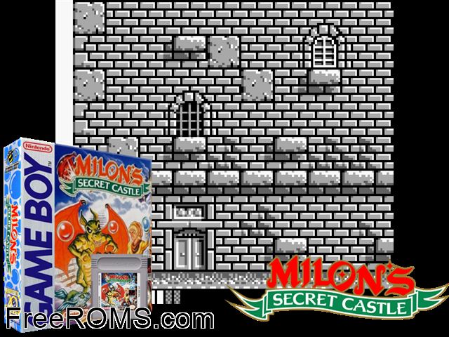 Milons Secret Castle Gameboy Color game showing 3D box cover and gameplay screenshot