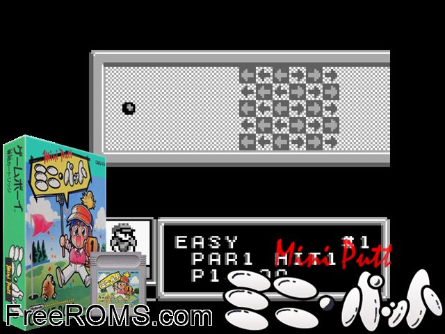 Mini Putt (Japan) Gameboy Color game showing 3D box cover and gameplay screenshot