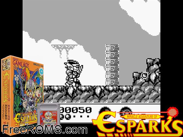 Miracle Adventure Of Esparks (Japan) Gameboy Color game showing 3D box cover and gameplay screenshot