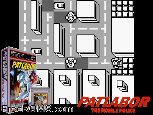Mobile Police Patlabor (Japan) Gameboy Color game showing 3D box cover and gameplay screenshot