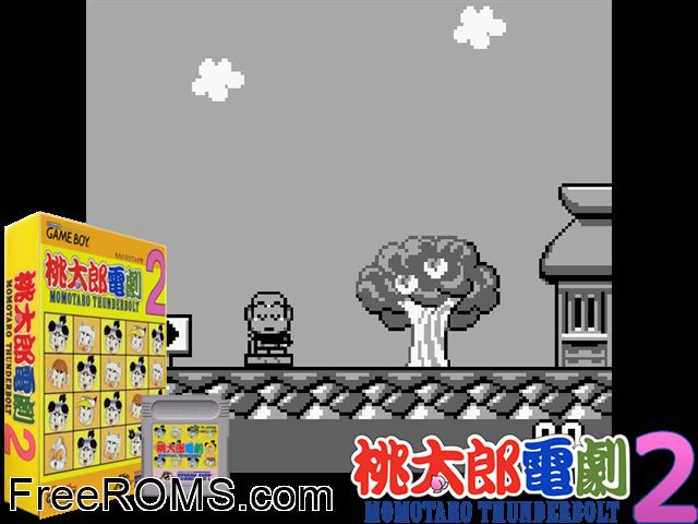 Momotarou Dengeki 2 (Japan) Gameboy Color game showing 3D box cover and gameplay screenshot