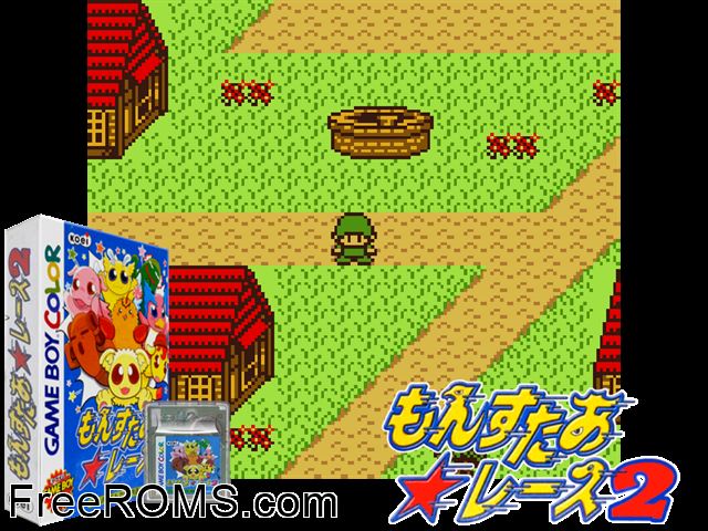 Monster Race 2 (Japan) Gameboy Color game showing 3D box cover and gameplay screenshot