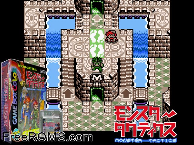 Monster Tactics (Japan) Gameboy Color game showing 3D box cover and gameplay screenshot