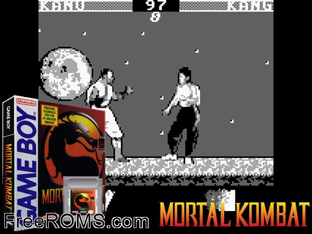 Mortal Kombat Gameboy Color game showing 3D box cover and gameplay screenshot