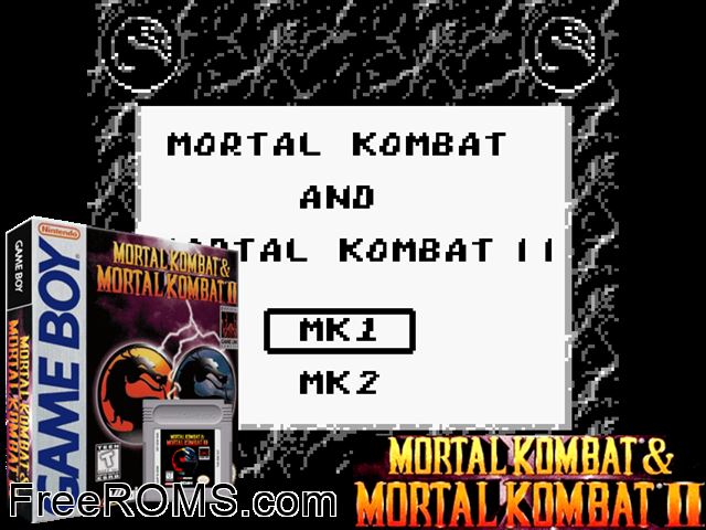 Mortal Kombat I And Ii (Japan) Gameboy Color game showing 3D box cover and gameplay screenshot
