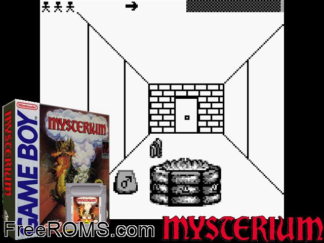 Mysterium Gameboy Color game showing 3D box cover and gameplay screenshot