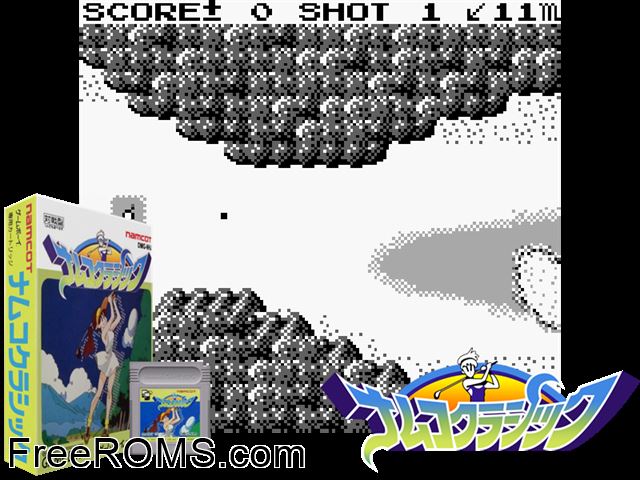 Namco Classics (Japan) Gameboy Color game showing 3D box cover and gameplay screenshot