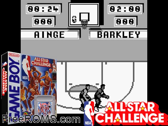 Nba All Star Challenge Gameboy Color game showing 3D box cover and gameplay screenshot