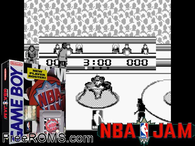 Nba Jam Gameboy Color game showing 3D box cover and gameplay screenshot
