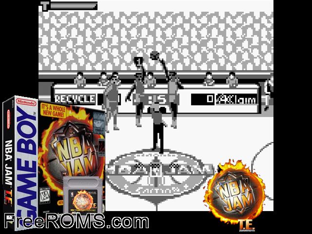 Nba Jam - Tournament Edition Gameboy Color game showing 3D box cover and gameplay screenshot