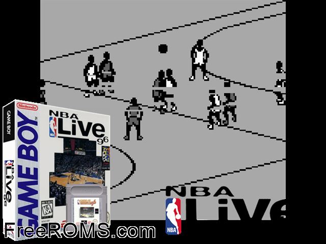 Nba Live 96 Gameboy Color game showing 3D box cover and gameplay screenshot