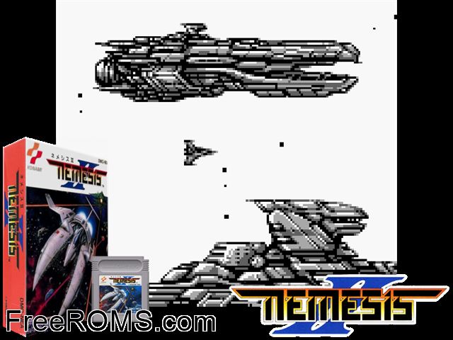 Nemesis Ii (Japan) Gameboy Color game showing 3D box cover and gameplay screenshot