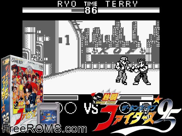 Nettou King Of Fighters 95 (Japan) Gameboy Color game showing 3D box cover and gameplay screenshot