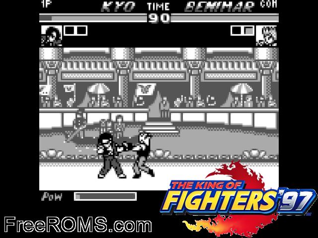 Nettou King Of Fighters 97 (Japan) Gameboy Color game showing 3D box cover and gameplay screenshot