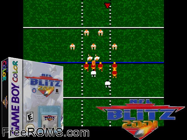 Nfl Blitz 2001 Gameboy Color game showing 3D box cover and gameplay screenshot