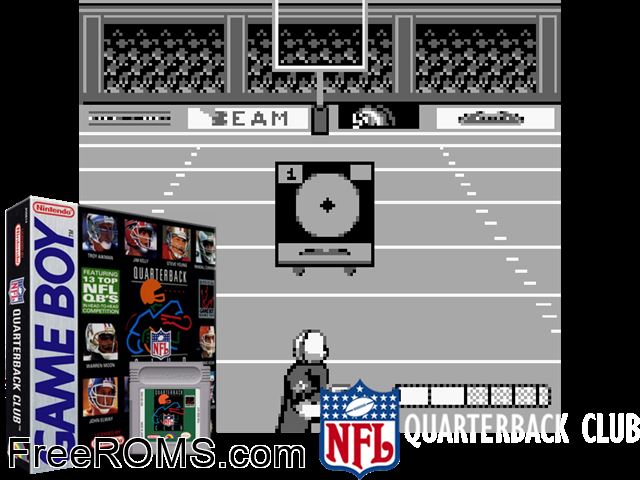 Nfl Quarterback Club Gameboy Color game showing 3D box cover and gameplay screenshot