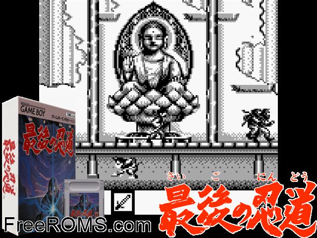 Ninja Spirit (Japan) Gameboy Color game showing 3D box cover and gameplay screenshot