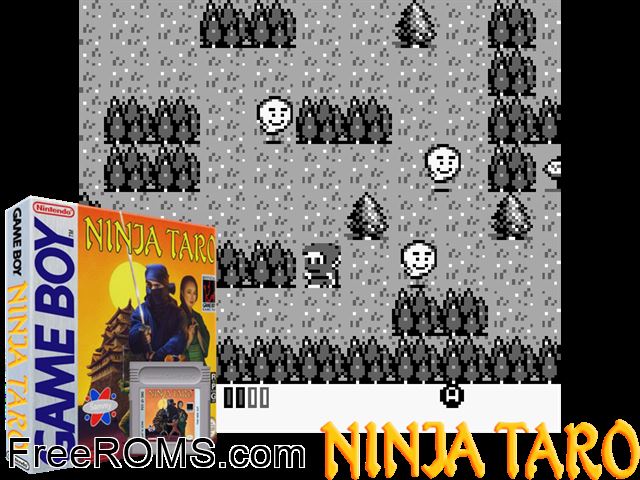 Ninja Taro Gameboy Color game showing 3D box cover and gameplay screenshot