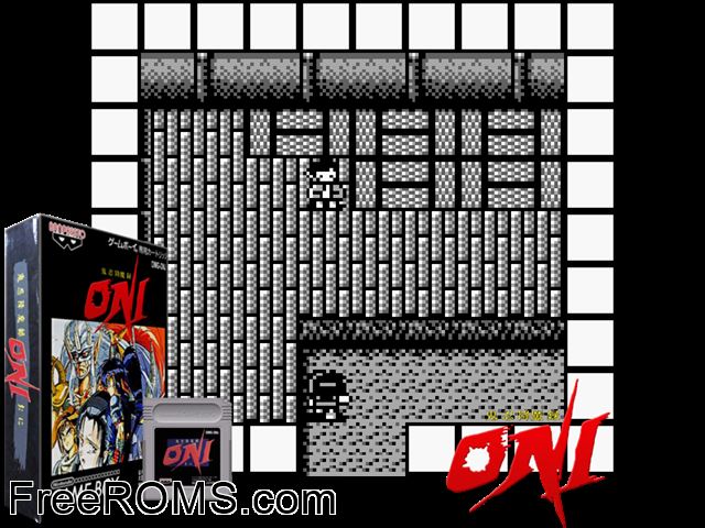 Oni (Japan) Gameboy Color game showing 3D box cover and gameplay screenshot