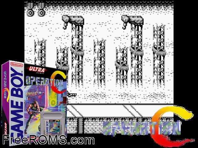 Operation C Gameboy Color game showing 3D box cover and gameplay screenshot