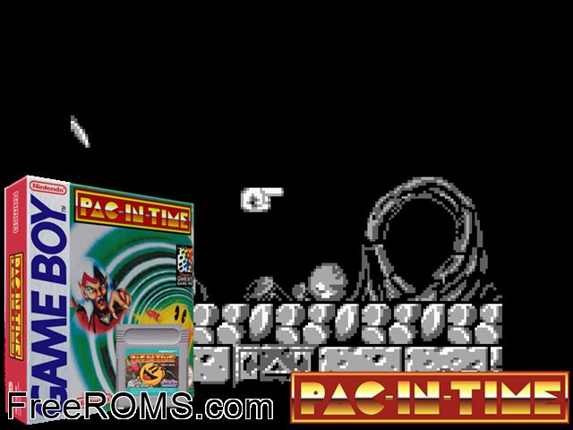 Pac-In-Time (Beta) Gameboy Color game showing 3D box cover and gameplay screenshot