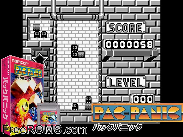 Pac-Panic (Japan) Gameboy Color game showing 3D box cover and gameplay screenshot