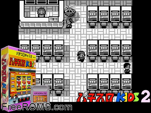 Pachi-Slot Kids 2 (Japan) Gameboy Color game showing 3D box cover and gameplay screenshot