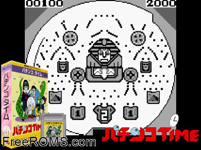 Pachinko Time (Japan) Gameboy Color game showing 3D box cover and gameplay screenshot