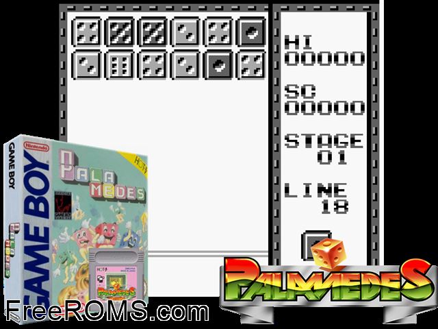 Palamedes Gameboy Color game showing 3D box cover and gameplay screenshot