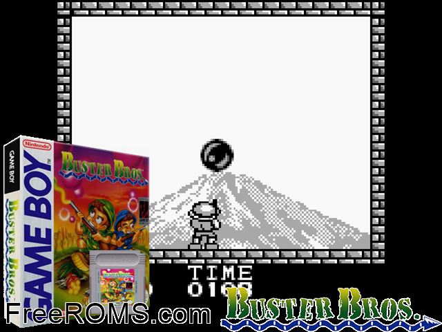 Pang Gameboy Color game showing 3D box cover and gameplay screenshot
