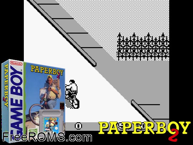 Paperboy 2 Gameboy Color game showing 3D box cover and gameplay screenshot