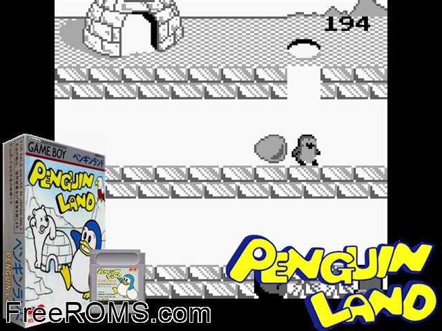 Penguin Land (Japan) Gameboy Color game showing 3D box cover and gameplay screenshot