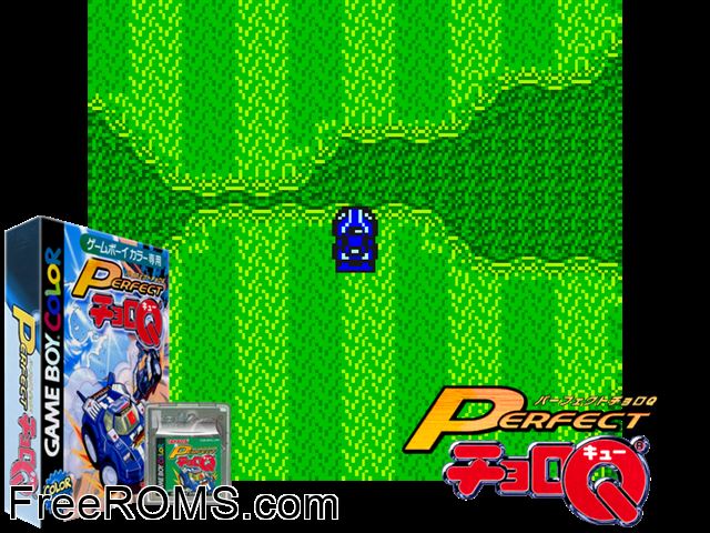 Perfect Choro Q (Japan) Gameboy Color game showing 3D box cover and gameplay screenshot