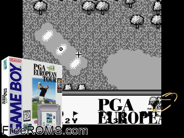 Pga European Tour Gameboy Color game showing 3D box cover and gameplay screenshot