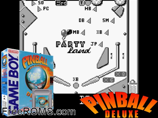 Pinball Deluxe Gameboy Color game showing 3D box cover and gameplay screenshot