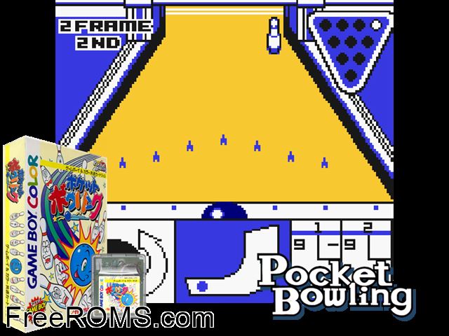 Pocket Bowling (Japan) Gameboy Color game showing 3D box cover and gameplay screenshot