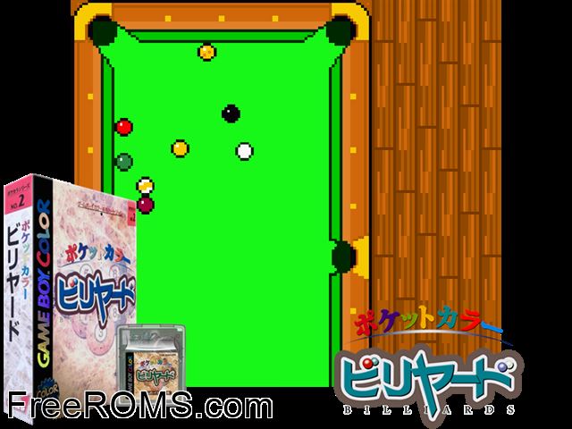 Pocket Color Billiard (Japan) Gameboy Color game showing 3D box cover and gameplay screenshot