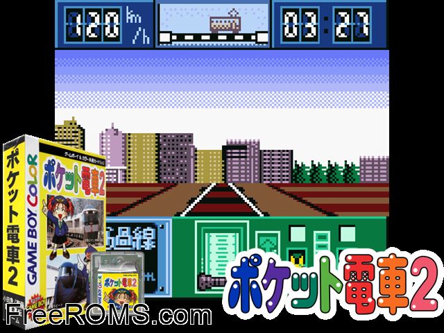 Pocket Densha 2 (Japan) Gameboy Color game showing 3D box cover and gameplay screenshot