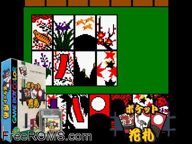 Pocket Hanafuda (Japan) Gameboy Color game showing 3D box cover and gameplay screenshot