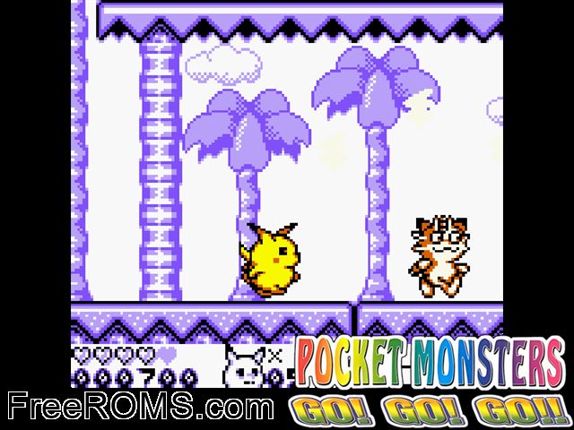 Pocket Monsters Go!Go!Go! Gameboy Color game showing 3D box cover and gameplay screenshot