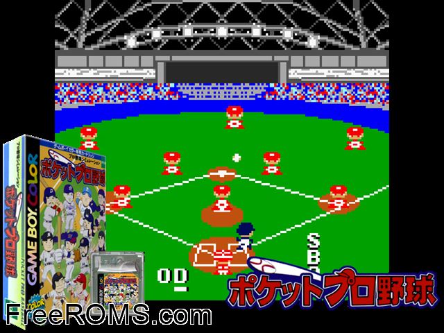Pocket Pro Yakyuu (Japan) Gameboy Color game showing 3D box cover and gameplay screenshot