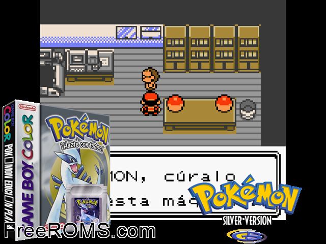 Pokemon: Edicion Plata (Spain) Gameboy Color game showing 3D box cover and gameplay screenshot