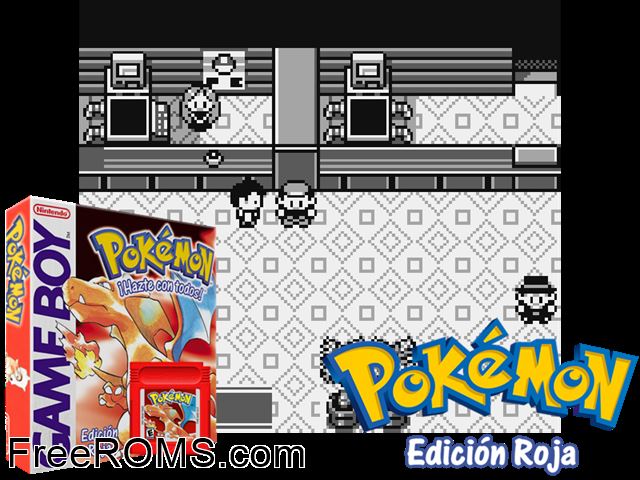 Pokemon: Edicion Roja (Spain) Gameboy Color game showing 3D box cover and gameplay screenshot