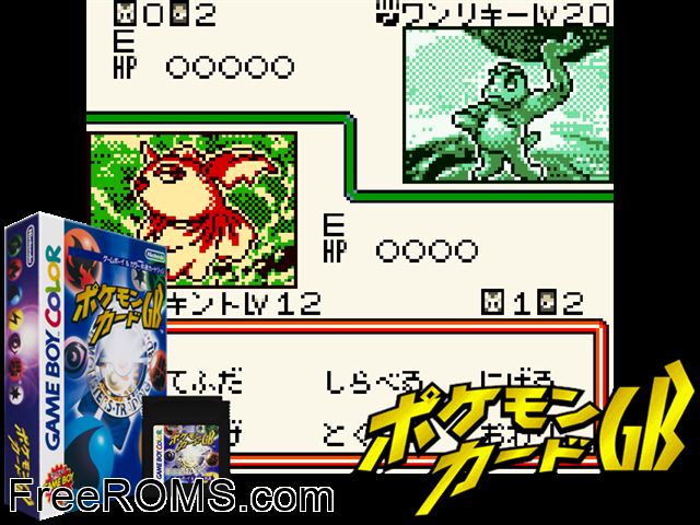 Pokemon Card Gb Gameboy Color game showing 3D box cover and gameplay screenshot