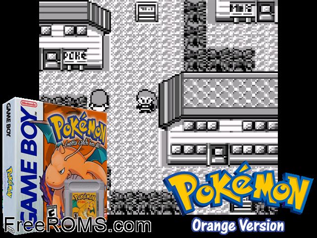 Pokemon Orange V2.0d (Hack) Gameboy Color game showing 3D box cover and gameplay screenshot