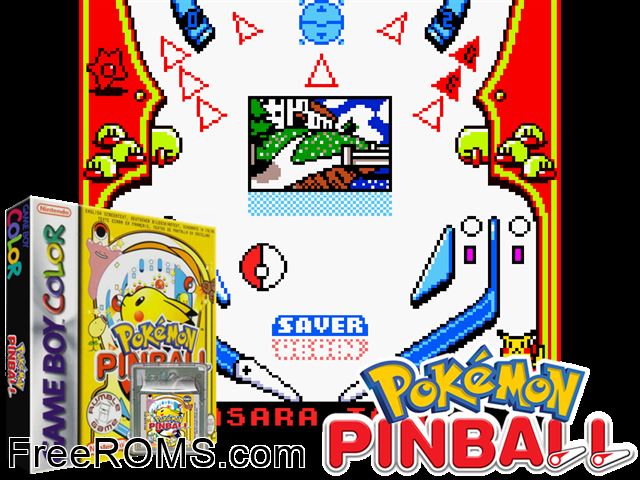 Pokemon Pinball (Spainish) Gameboy Color game showing 3D box cover and gameplay screenshot