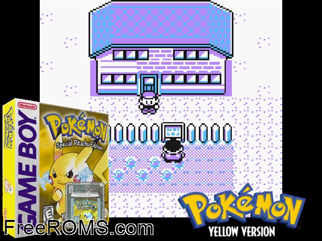 Pokimon Rosa (Yellow Hack) Gameboy Color game showing 3D box cover and gameplay screenshot