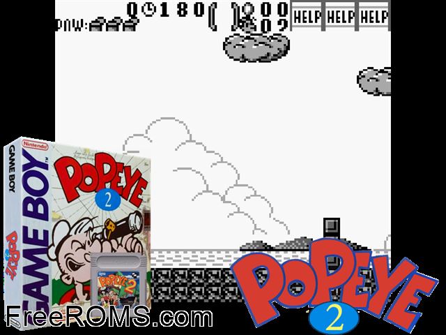 Popeye 2 (Japan) Gameboy Color game showing 3D box cover and gameplay screenshot